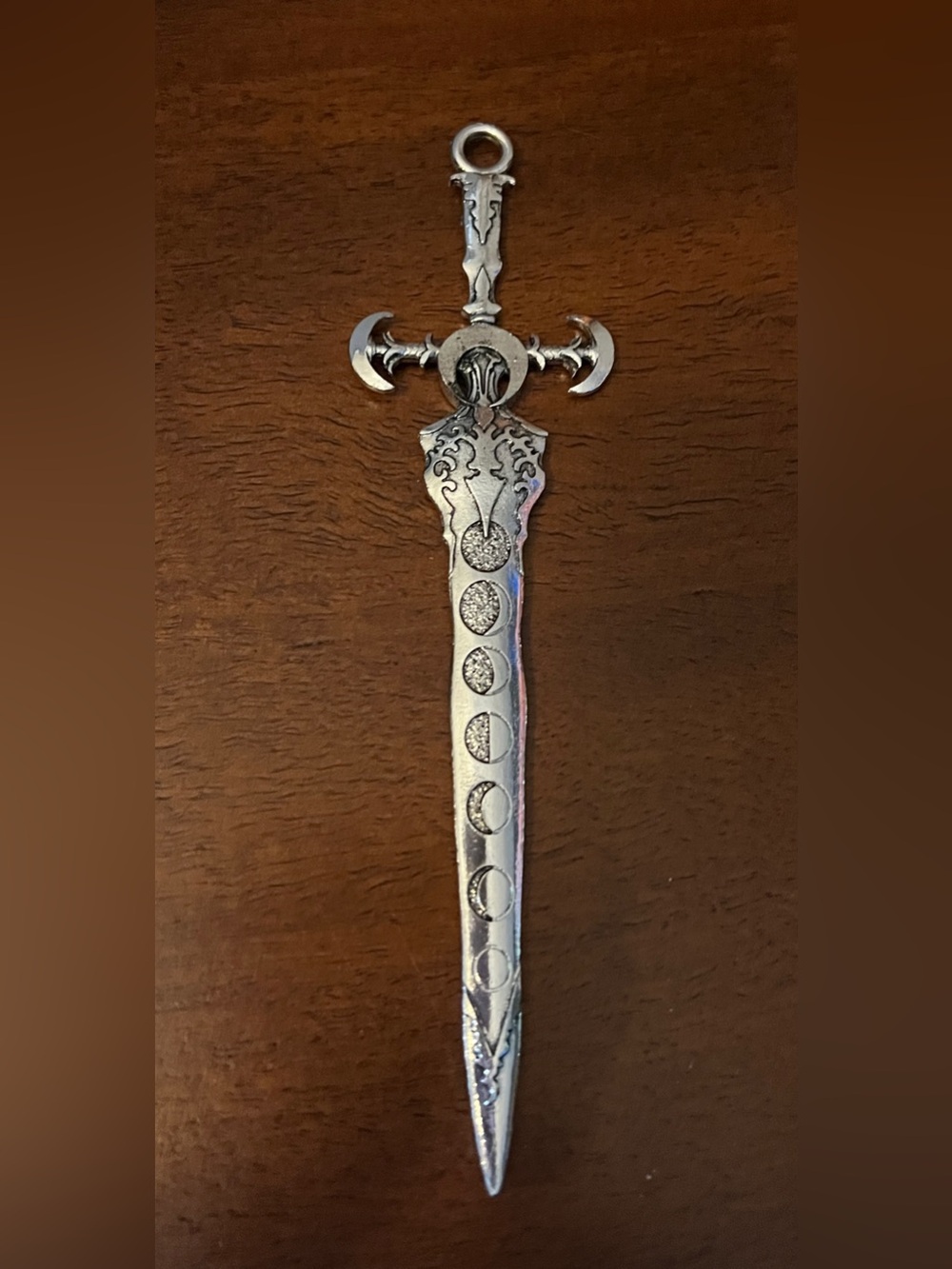 Metal Hair pin - fantasy sword w/ moon phases